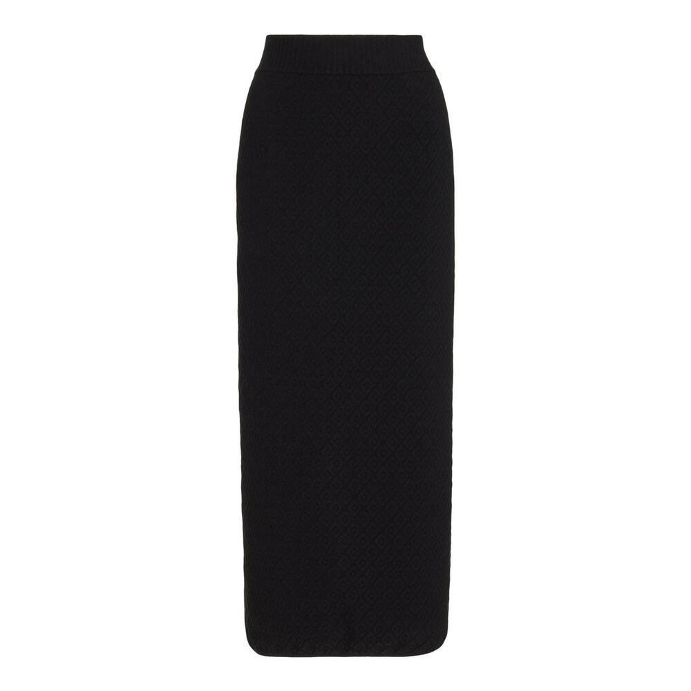 High Sport Black Leo Diamond Jacquard Bodycon Stretch Cotton Midi Skirt